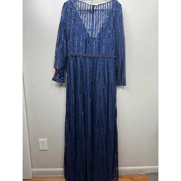 Mac Duggal Midnight Blue Sequin Maxi Gown - Picture 4 of 4
